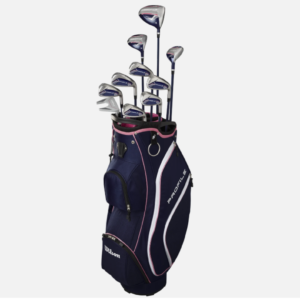 Left Hand Women Wilson Profile Navy/Pink with Cart Bag Complete Set Graphite New